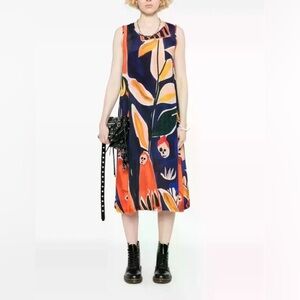 R13 Multicolor Graphic Print Midi Dress Avant Garde Maximalist